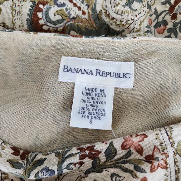 Vintage Banana Republic Beige Floral Tapestry Circle Skirt Mini 90s Boho M - Picture 5 of 9